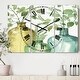 preview thumbnail 1 of 4, Designart 'Mixed Botanical Green Leaves IX' Cottage 3 Panels Oversized Wall CLock - 36 in. wide x 28 in. high - 3 panels