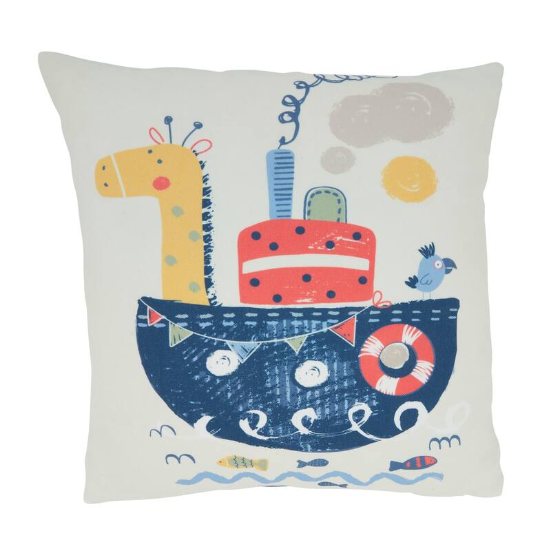 Giraffe-At-Sea Design Throw Pillow