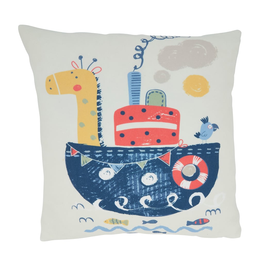 Giraffe-At-Sea Design Throw Pillow