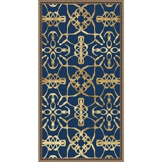 Motif on Blue X by Alonzo Saunders Framed Canvas Wall Art Print - Sylvie Beaded Bronze