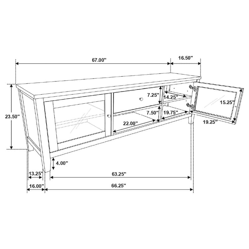 Angela 2-door Wooden 67" TV Stand Brown and White