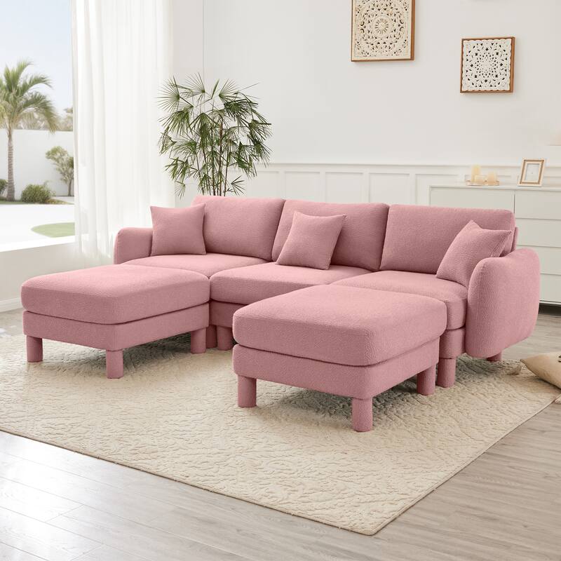 109.4" 3-Seater Modern Upholstered Sofa Couch, Deep-Seat Sectional Sofa with Shell-Shaped Armrests, Leisure Sofa for Living Room