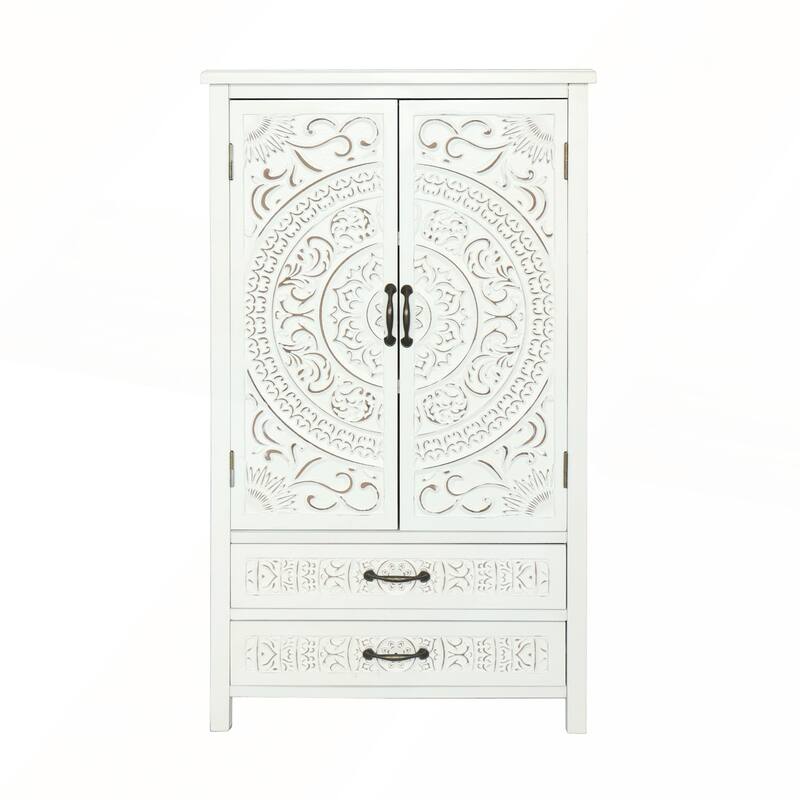 27in Accent Tall Tower White Storage Cabinet