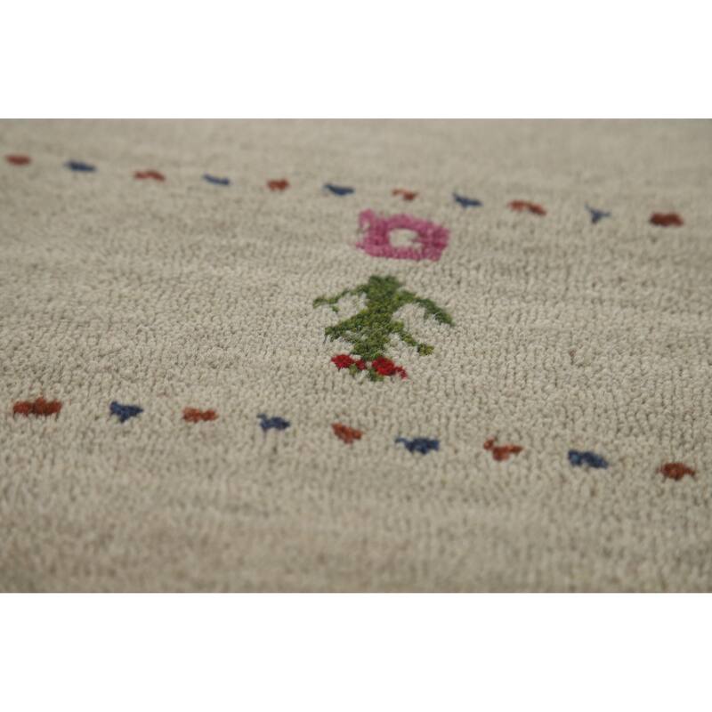 Hand Knotted Oriental 100% Wool Carpet Tribal Animal Pictorial Green Gabbeh Area Rug - 4' 11'' X 3' 1''