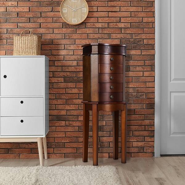 Shop Costway Jewelry Cabinet Storage Stand Chest Organizer 5 Drawers Mirror 12 X 9 X 34 On Sale Overstock 18743868