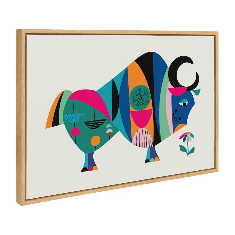 Kate and Laurel Sylvie MCM Ox Framed Canvas by Rachel Lee - 23x33 - Natural