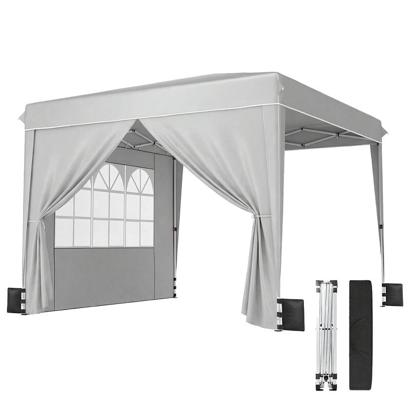 Outsunny 10 x 10 ft Pop Up Canopy Tent with Sidewalls, UPF50+ Outdoor Portable Instant Canopy Shelter with Carry Bag, Sandbags