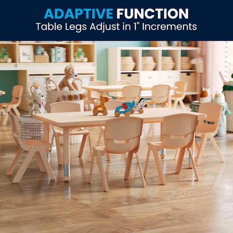 24"W x 48"L Rectangle Plastic Adjustable Activity Table Set - 4 or 6 Chairs