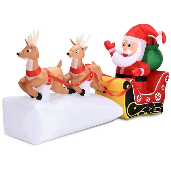 Shop Gymax 7ft Inflatable Santa Claus On Sleigh 2 Reindeers