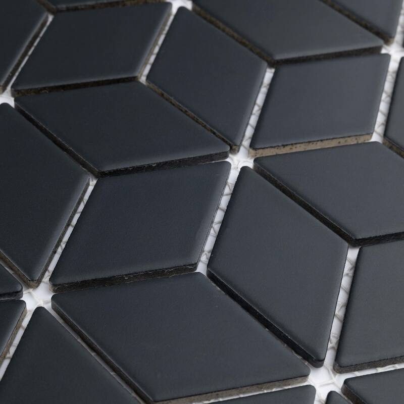 Merola Tile Hudson Rhombus Matte Black 10-1/4" x 11-3/4" Porcelain Floor and Wall Tile