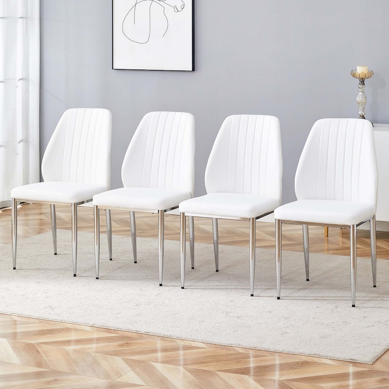 Set of 4 PU Comfort Dining Chairs - White
