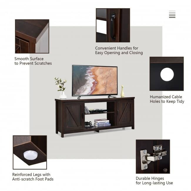 59 Inches TV Stand Media Console Center with Storage Cabinet - 59" x 16" x 25" (L x W x H)