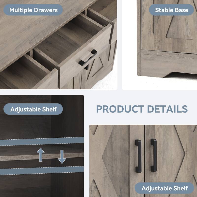 42.6" Wide TV Stand Console with 3 Storage Drawer