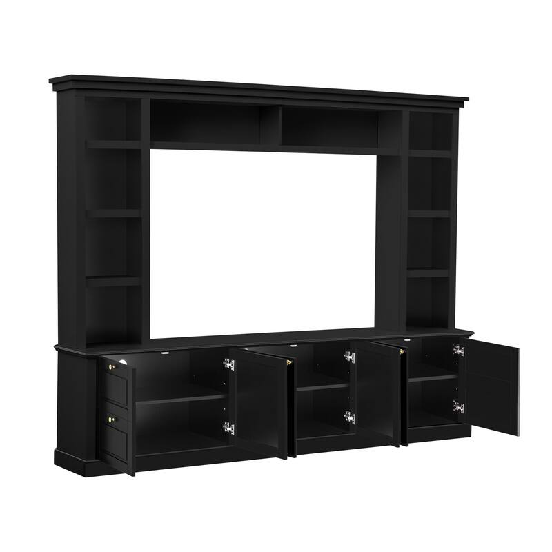 All-in-One Modern TV Stand with Bookcase for TVs up to 70 inch, Entertainment Center with 3 Adjustable Shelves