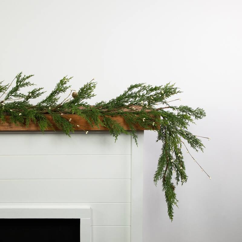 Cypress White Grape Berry Artificial Christmas Garland 6' x 8" Unlit