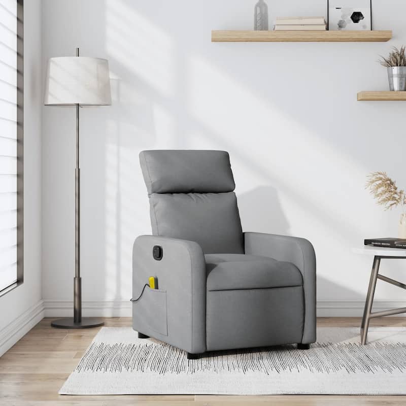 vidaXL Massage Recliner Chair Polyester fabric, metal, plywood - Light gray