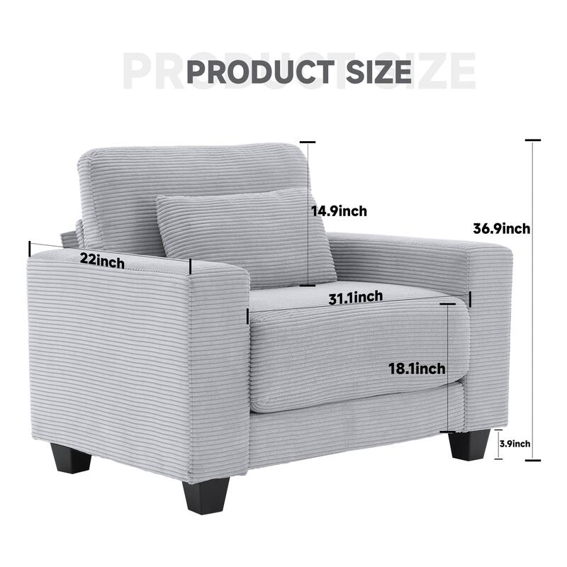 Corduroy Widened Single Sofa Chair, A Extra Lumbar Pillow