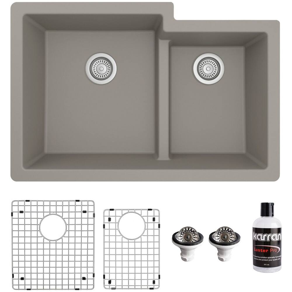 Karran USA QU-811-PK1 Quartz QU 32" Undermount Double Basin Quartz