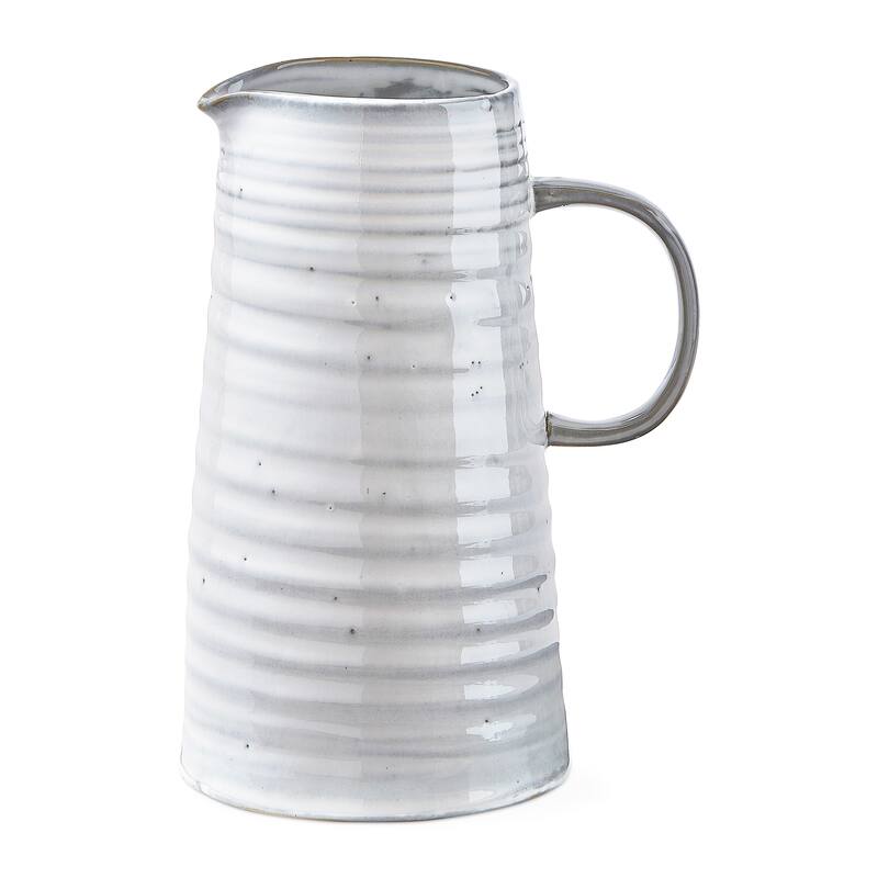 Farmhouse Milk Tall Reactive Glazed Stoneware Water Beverage Pitcher, 36 oz.