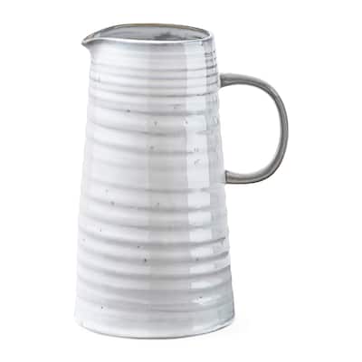 Farmhouse Milk Tall Reactive Glazed Stoneware Water Beverage Pitcher, 36 oz.