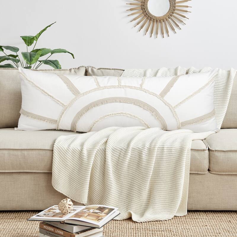 Sweet Jojo Designs Ivory Boho Chic Sun Boy Girl Unisex Body (Pillow Case Pillow Not Included) Cotton Bohemian Farmhouse Fringe