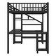 preview thumbnail 8 of 18, Black Metal Loft Bed Frame with Staircase Built-in Wardrobe, Light Strip, Underbed L Shaped Desk, Shelves and Charging Station