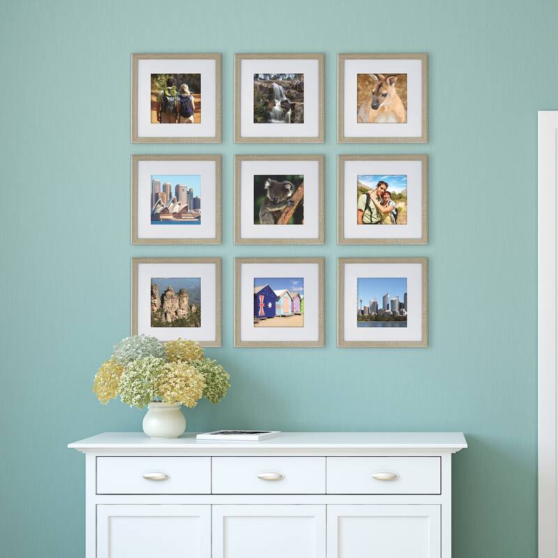 Melannco Set of 9 Matted White Frames, Holds 8x8 Inch Photos