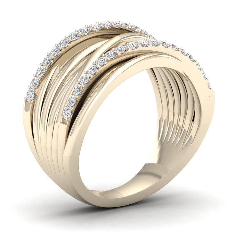 1/3ct TDW Diamond Crossover Ring in 10k Gold for Women