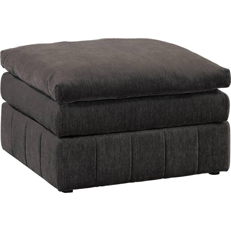 Luna 33 Inch Modular Ottoman, Three Layer Plush Cushioned Seat, Dark Gray - Grey