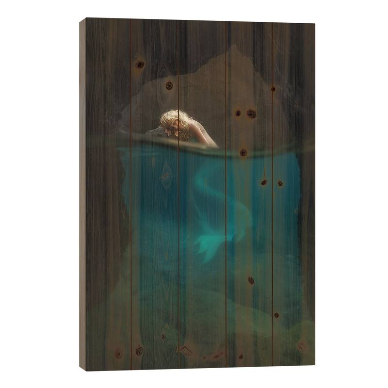 The Rest Of The Mermaid Print On Wood by Paolo Lazzarotti - Multi-Color - 26x18x1.5