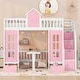 preview thumbnail 10 of 52, Solid Wood Bunk Bed Frame with 2 Drawers, Storage Stairs and Adjustable Table, Bunk Bed Turn into Upper Bed and Down Desk Pink - Twin