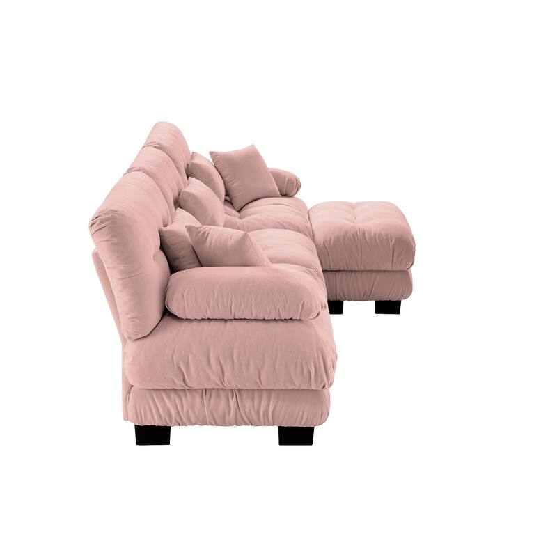 3-Seat Modular Sectional Sofa Deep Seat Couch L Shaped Cloud Couch with Convertible Ottoman for Living Room