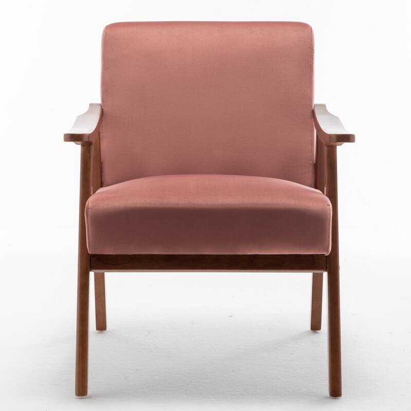 Mid-Century Modern Chair, Living Room Chair with Solid Wood Frame, Accent Chair Extra-Thick Backrest, Wingback Chair
