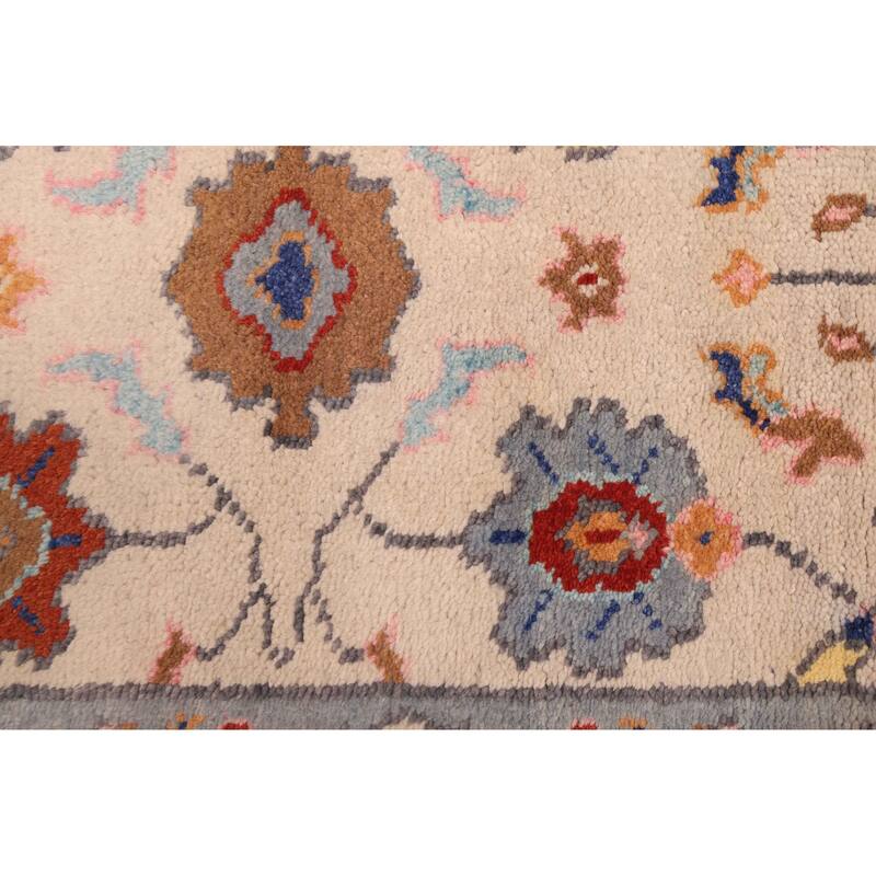 ECARPETGALLERY Hand-knotted Modern Oushak Cream Wool Rug - 2'6 x 11'7