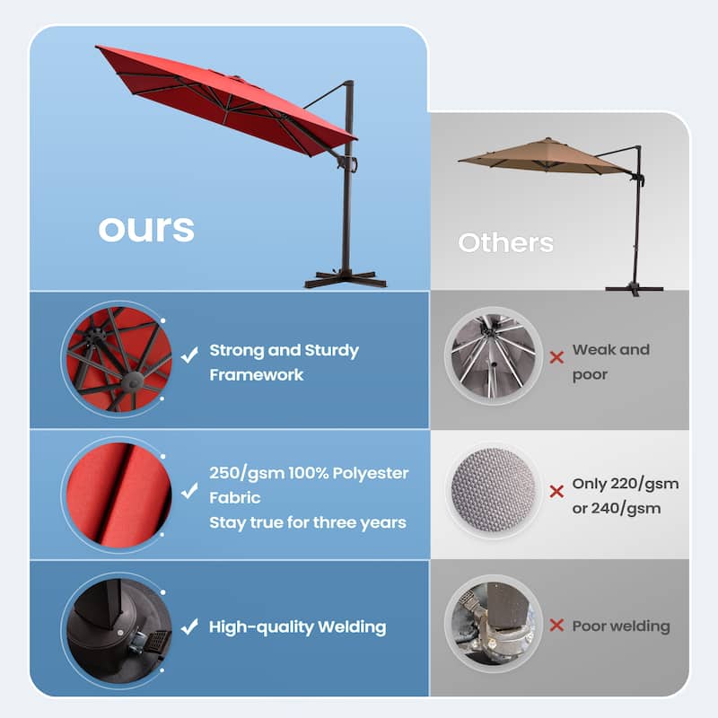Crestlive Products 11 x 9 FT Outdoor Patio Offset Cantilever Umbrella