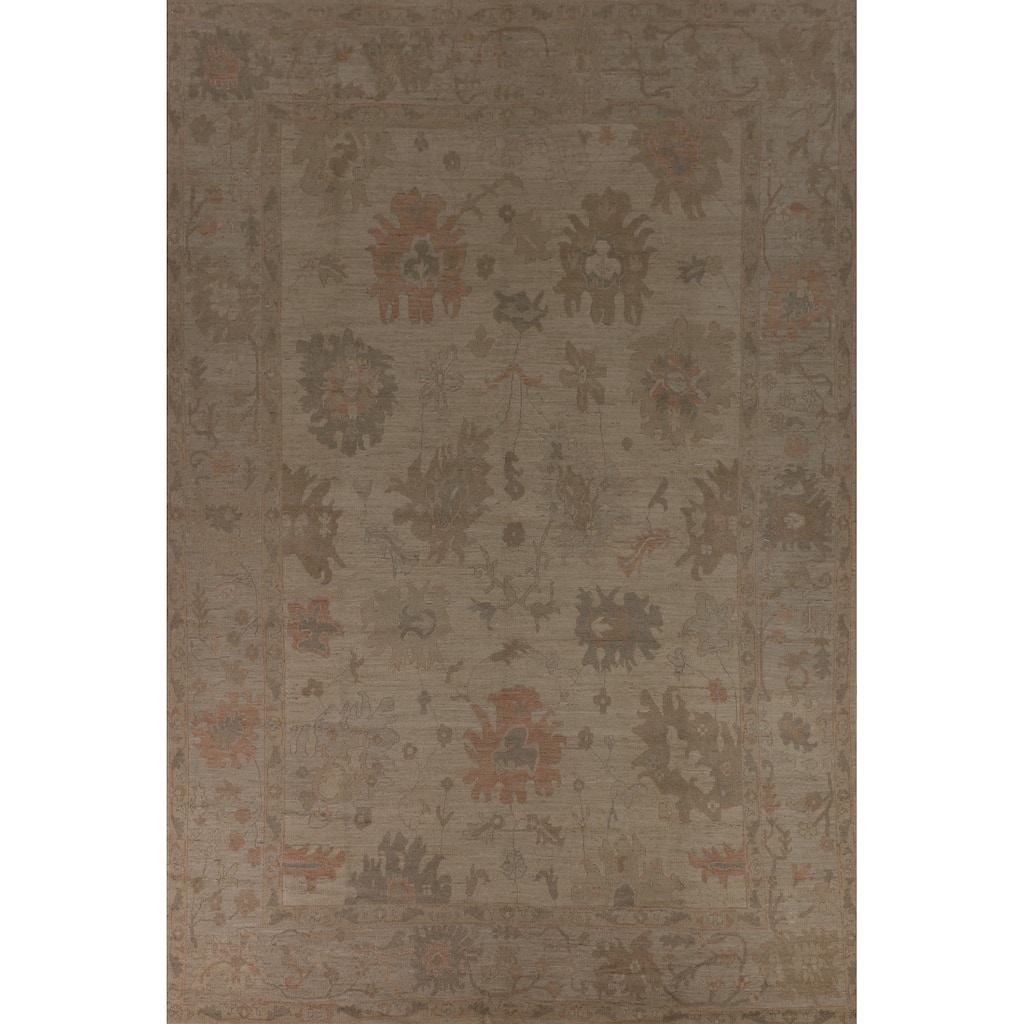 Earth Tone Vegetable Dye Oushak Area Rug Handmade Wool Carpet - 9'7"x 13'5"