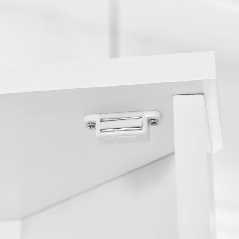 Multi-Functional Corner Cabinet Tall Bathroom Storage Cabinet with Two Doors and Adjustable Shelves, Open Shelf