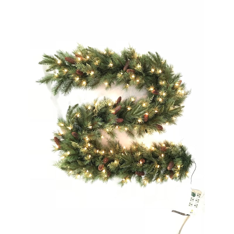 9-ft. Mixed Mountain Cypress Garland w/ Incandescent Plug-in - 9'