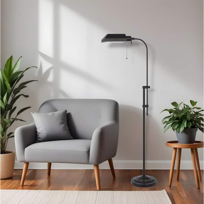 57 Inch Adjustable Floor Lamp with Square Metal Shade for Living Room