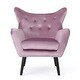 preview thumbnail 2 of 3, Roomfitters Tufted Velvet Wingback Armchair, Rolled-Arm Accent Seating, Mid-Century Modern Living Room Chair, Pink