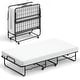 preview thumbnail 1 of 8, White Memory Foam Twin Folding Bed with Black Metal Frame and Wheels Black