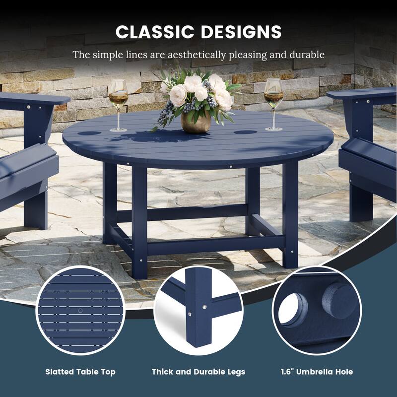 Laguna Outdoor 5-Piece Adirondack Chair With Round Coffee Table Conversation Set