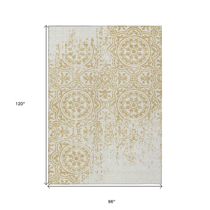 HomeRoots Medallion Transitional Rectangle Outdoor Rug