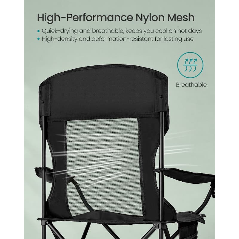 Set of 2 Foldable Camping Chairs with Mesh Back and Cup Holder Include Carry Bag for Outdoor Use - 20.3"D x 34"W x 38.2"H