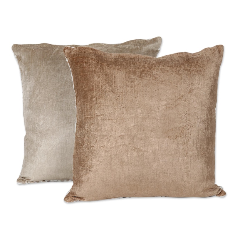 Novica Handmade Floral Greetings Embroidered Cushion Covers (Pair)