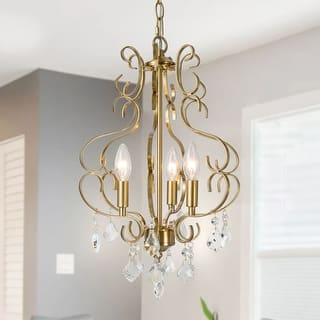Modern S-shape Gold 3-lights Chandeliers Hanging Crystal Pendant Light for Dining room,Bedroom - W13"xH17.7"
