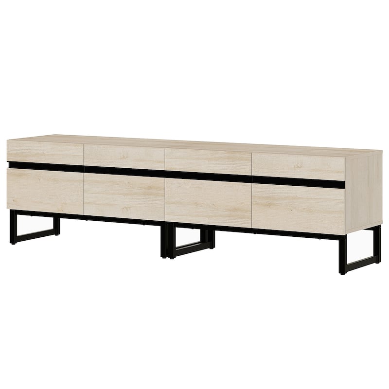 WAMPAT Modern TV Stand with Storage Cabinets, Wood Entertainment Center Media Console Table with Metal Legs for Living Room