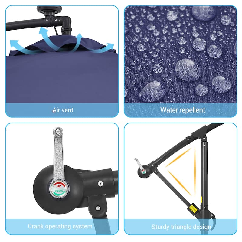 LIVOOSUN Outdoor Patio Umbrella, Square Canopy Offset LED Umbrella
