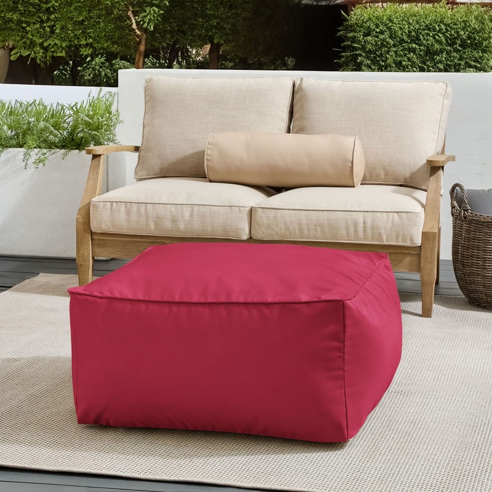 Sorra Home Sunbrella Outdoor Corded Solid Bean Pouf