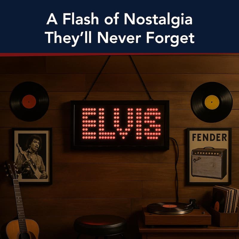 Licensed Elvis Framed Flashing LED Marquee Wall Sign (19"x10") - Red - 19" x 10"